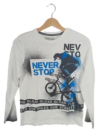 Download Langarmshirt Jungen Gr. 146/152 BMX Streetwear Weiß Baumwolle 1
