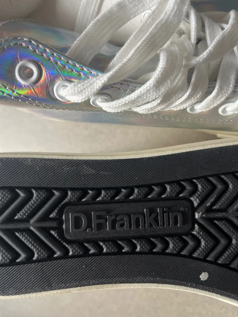 D.Franklin Damen High-Top Sneaker Gr. 39 Mehrfarbig Holographisch Modisch 3
