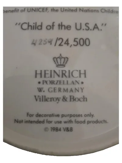 Villeroy & Boch Child of the U.S.A. Sammelteller Porzellan Kinder der Welt