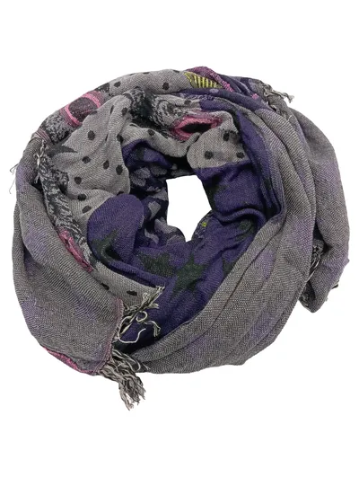 Codello Damen Schal Viskose Mehrfarbig Punkte Herzen Fransen 200x65cm