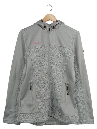 First B Damen Fleecejacke Kapuze Active Line Gr. 40/L Grau Meliert