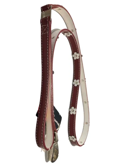 Hamish McBeth Hundeleine Leder Mehrfarbig Blumenmuster 126cm Rot Weiß