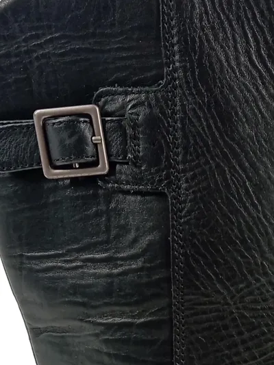 Geox Damen Stiefel Leder Schwarz Gr. 39 Schnalle Reißverschluss