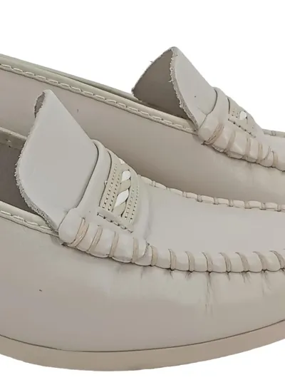 BOISSY Damen Slipper Mokassin Leder Beige Gr. 36 Comfort Klassisch
