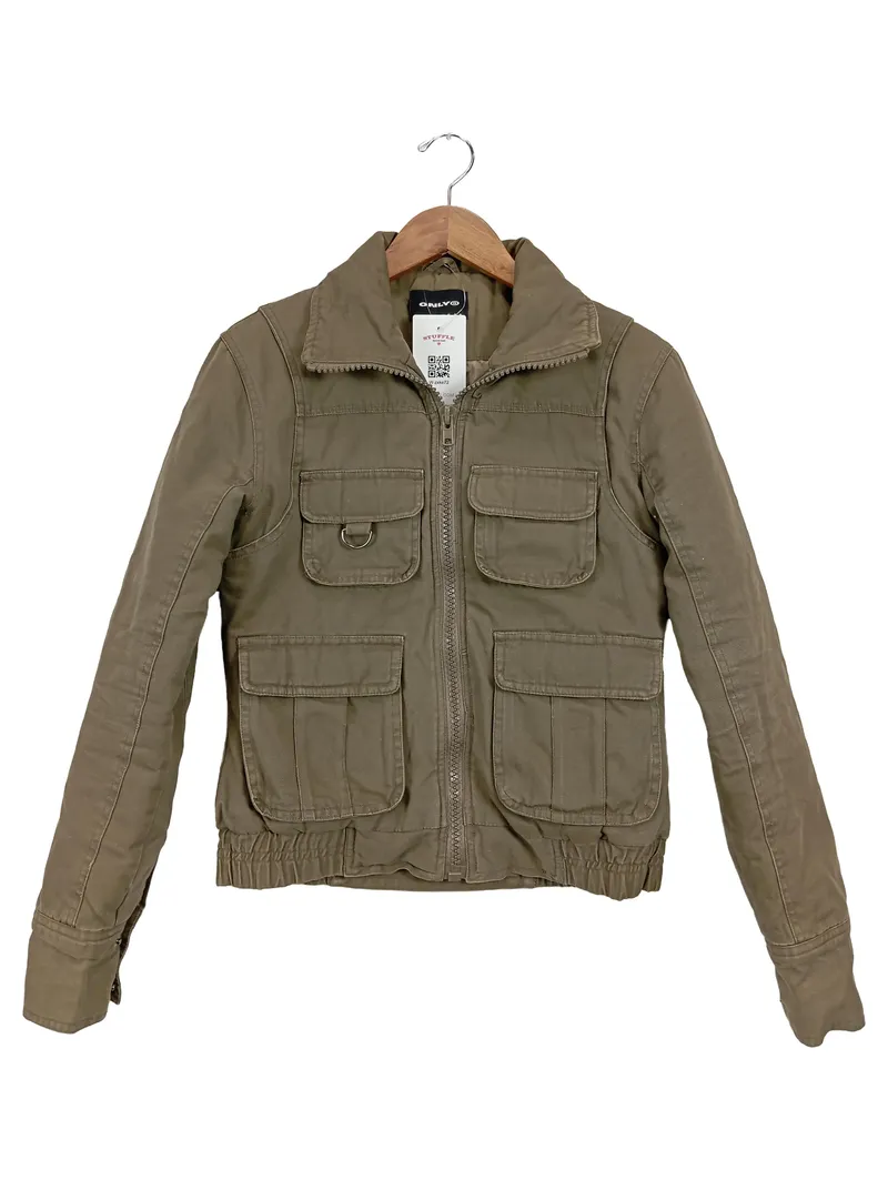 ONLY Damen Arbeitsjacke Gr. S Oliv Praktisch Baumwolle 1
