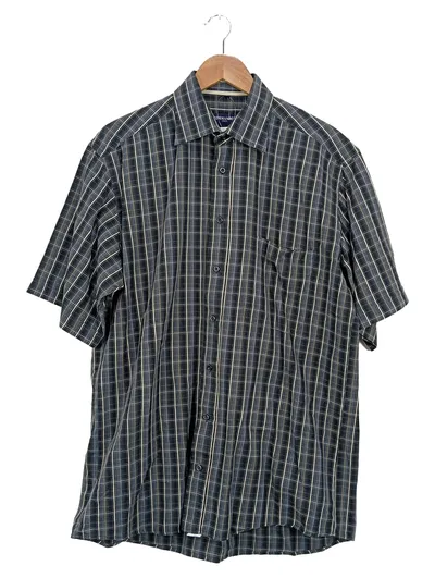 Commander Herren Freizeithemd Gr. 42 Kariert Grau Kurzarm Casual