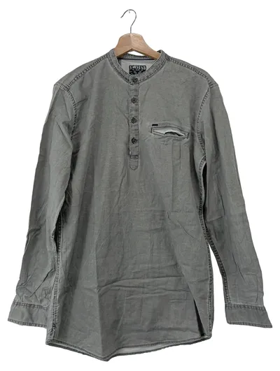 TWILLS Denimkraft Herren Langarmshirt Henley Gr. L Grau Casual
