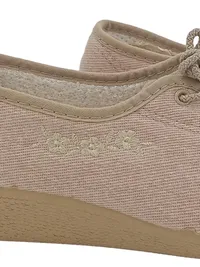 Beryl Chausseur Damen Schnürschuhe Beige Gr. 39 Canvas Keilabsatz Stickerei 2