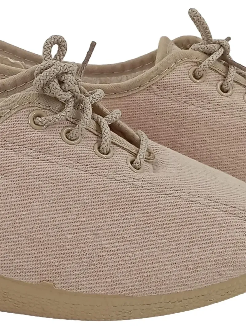 Beryl Chausseur Damen Schnürschuhe Beige Gr. 39 Canvas Keilabsatz Stickerei 3