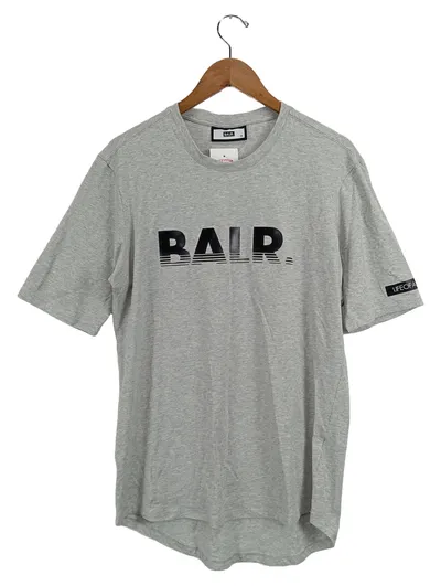 BALR. Herren T-Shirt Grau XL Logo-Print Streetwear Kurzarm Baumwolle