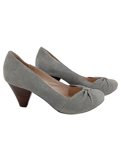 Buffalo London Damen Pumps Gr. 37 Grau Wildleder Schleife Elegant