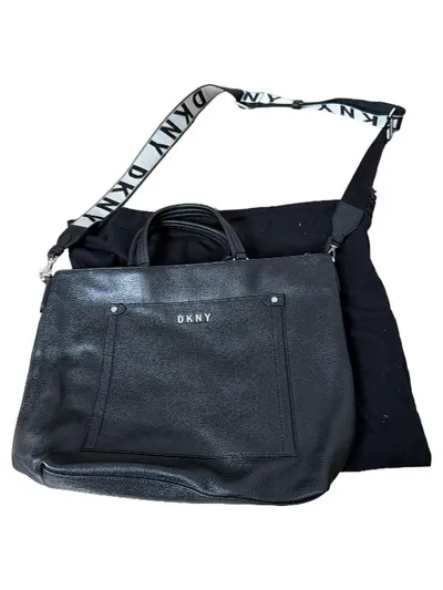 DKNY Damen Henkeltasche Leder Schwarz mit Schultergurt Urban Style