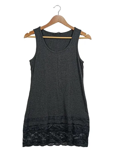 VIA APPIA Unterhemd Damen Grau Gr. 36 Viskose Spitze Basic Ärmellos