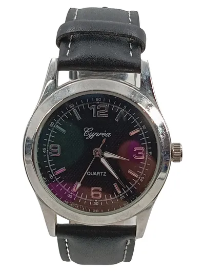Cypréa Herren Armbanduhr Quarz Schwarz Lederarmband Klassisch