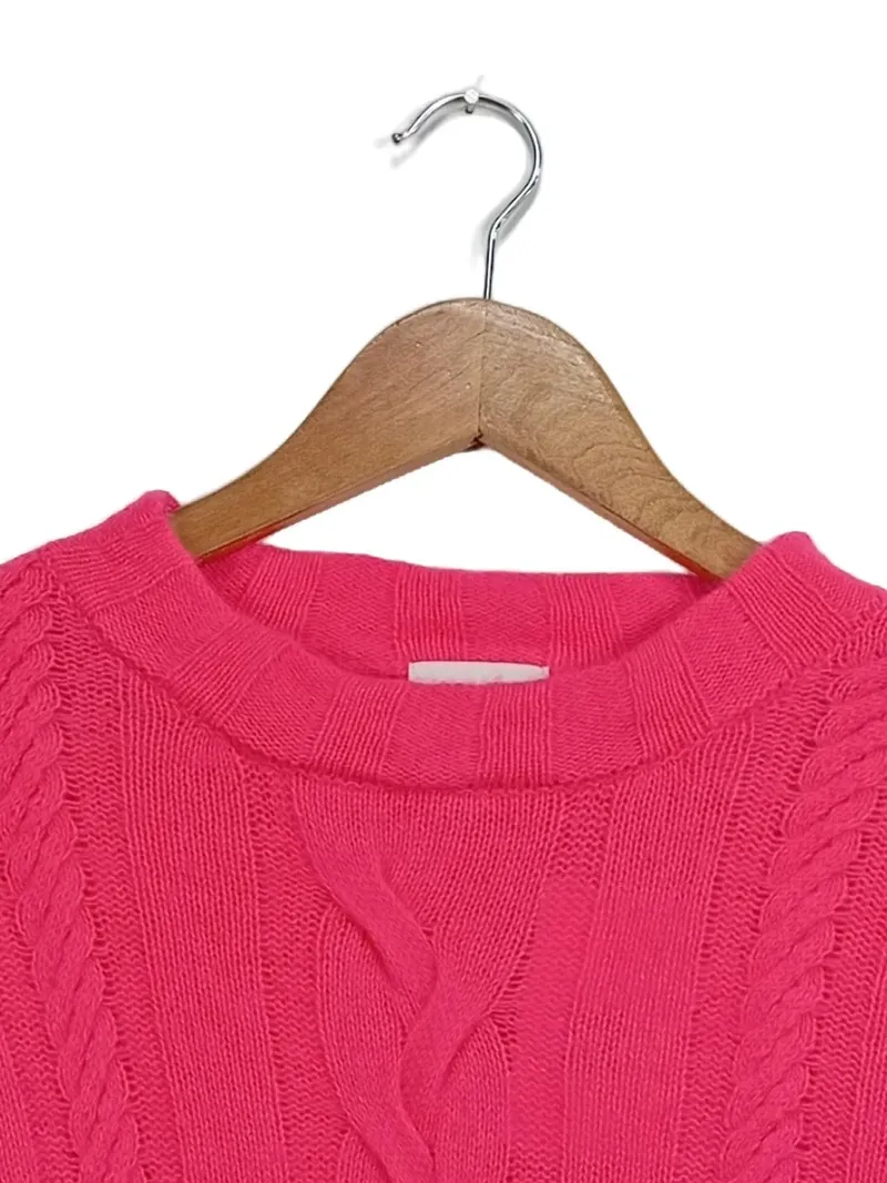 BRODIE Damen Pullover Kaschmir Pink Gr. 34/XS Zopfstrick Casual 2