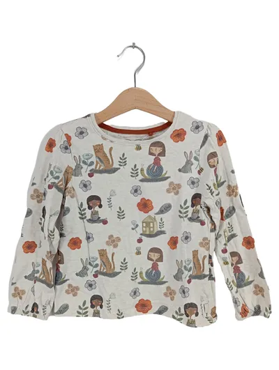 NEXT Langarmshirt Mädchen Gr. 110 Tiermotive Natur Beige Baumwolle