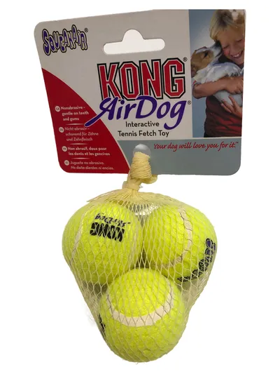 KONG AirDog Tennisbälle für Hunde 3er Pack Gelb Interaktives Apportierspielzeug