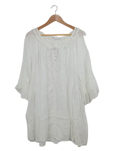 soulmate Damen Bluse 3/4 Arm floral Stickerei Rüschen weiß Gr. 40 L