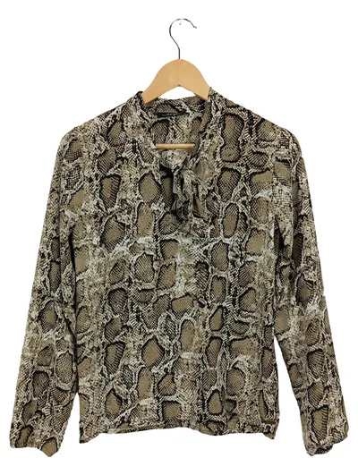 dayz Damen Bluse XS Schlangenmuster Mehrfarbig Modern Langarm