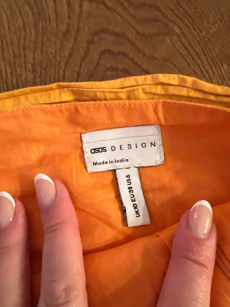 ASOS Design Damen Minirock Orange Asymmetrisch Gr. 38 M 3