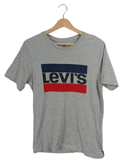 Levi's Herren T-Shirt Grau Logo Print Baumwolle Gr. M Casual Freizeit