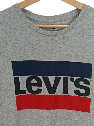 Levi's Herren T-Shirt Grau Logo Print Baumwolle Gr. M Casual Freizeit
