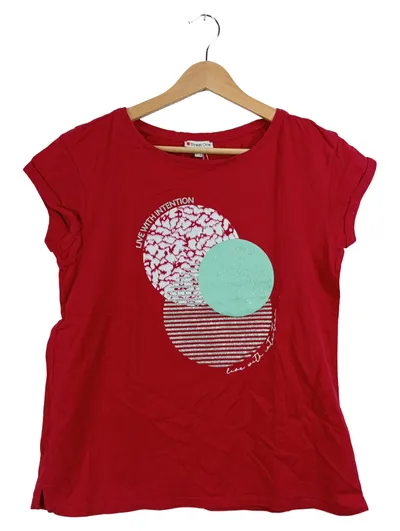 Street One Damen T-Shirt Gr. 38 Rot Print Live With Intention Glitzer