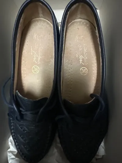 BOISSY Damen Schnürschuhe Mokassin Leder Schwarz Gr. 36 Absatz 3cm