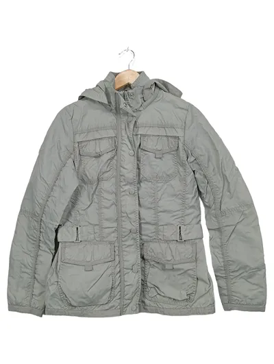 Street One Damen Steppjacke Gr. 38 Grau Kapuze Outdoor Jacke