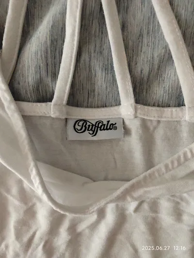 Buffalo Damen Tank Top Trägertop Weiß Gr. 40/42 Viskose Spaghetti-Träger Basic
