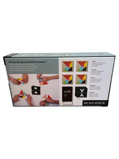Remember Tangram Challenge Holzpuzzle Legespiel 1-4 Spieler 200 Vorlagen