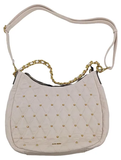 SURI FREY Damen Umhängetasche Beige Gesteppt Nieten Gold Kette Elegant