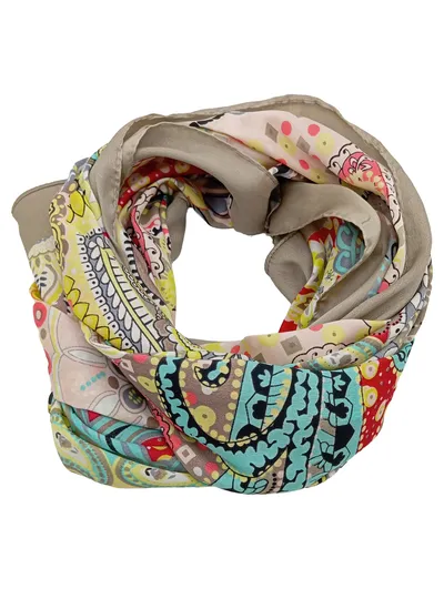Clever & Chic Damen Tuch 110x110 cm Paisley Mehrfarbig Polyester