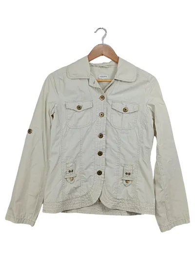 ZABAIONE Damen Leichte Jacke Gr. 36/S Beige Baumwolle Casual Übergang