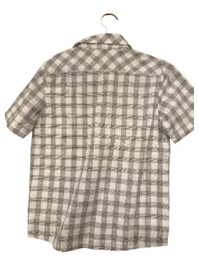 MEXX Kurzarmhemd Jungen Gr. 134 Kariert Grau Baumwolle Leinen