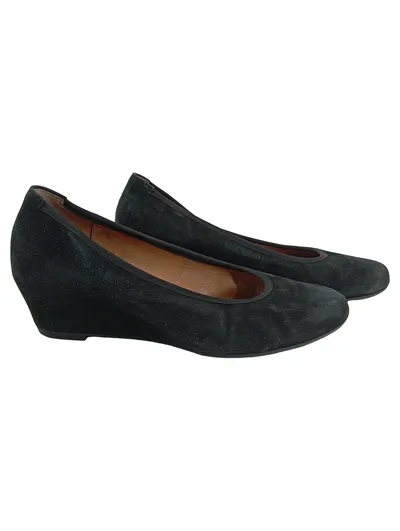 Gabor Sacchetto Damen Ballerinas Keilabsatz Schwarz Wildleder Gr. 38