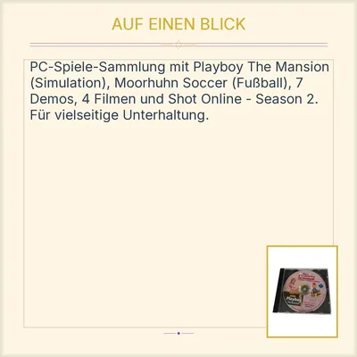 Playboy The Mansion + Moorhuhn Soccer PC Spiel Computer Bild Spiele 2/2008