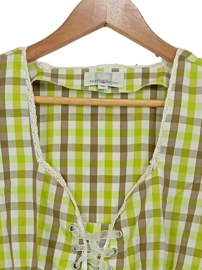 Spieth & Wensky Damen Trachtenbluse Karo Gr. 36/S Rüschen Spitze