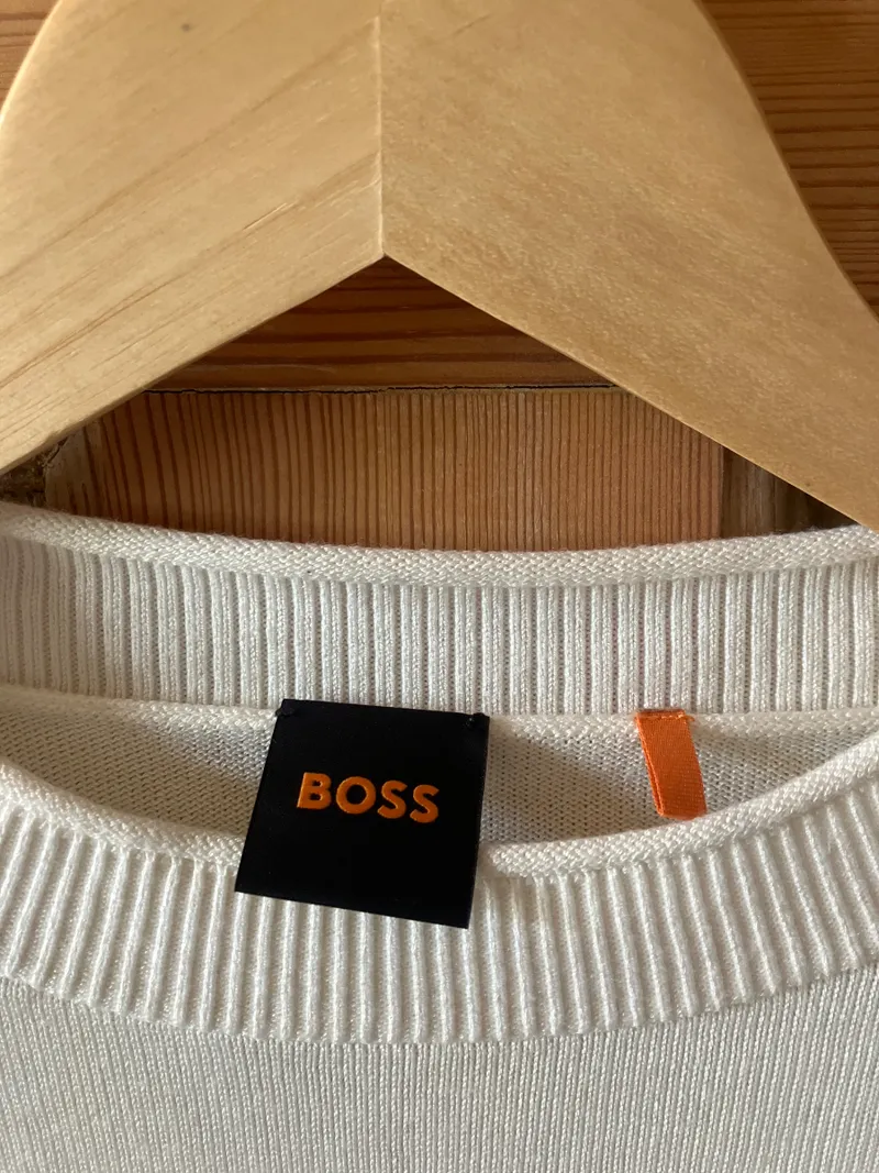 BOSS Damen Pullover Basic Gr. 36/S Weiß Langarm 2