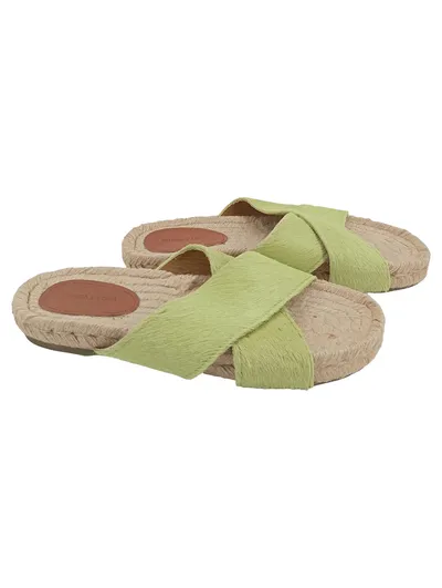 BIMBA Y LOLA Sandalen Damen Gr. 39 Grün Casual Kreuzriemen Espadrilles