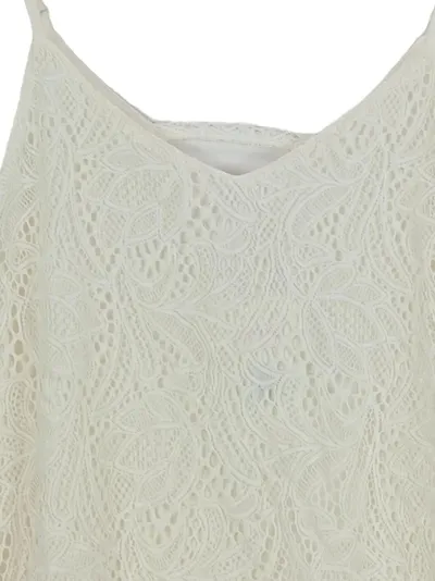 Cache Cache Damen Top mit Spitze Gr. 36/S Weiß Feminin