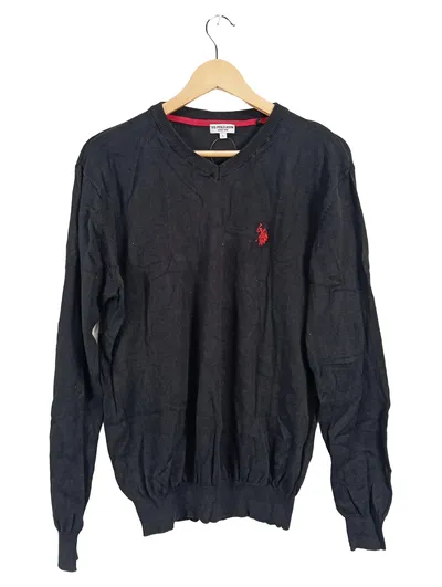 U.S. Polo Assn. Pullover Herren Gr. L Schwarz V-Ausschnitt Baumwolle