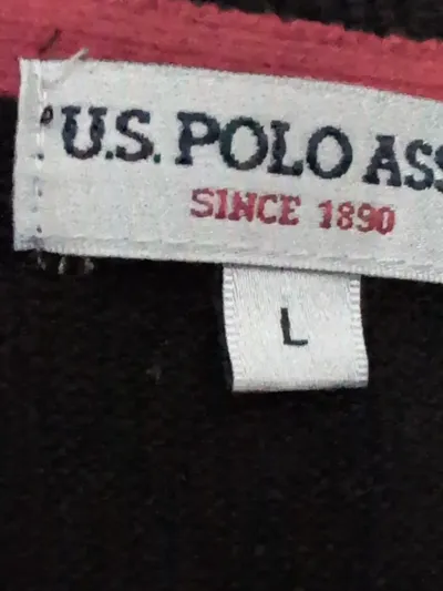 U.S. Polo Assn. Pullover Herren Gr. L Schwarz V-Ausschnitt Baumwolle