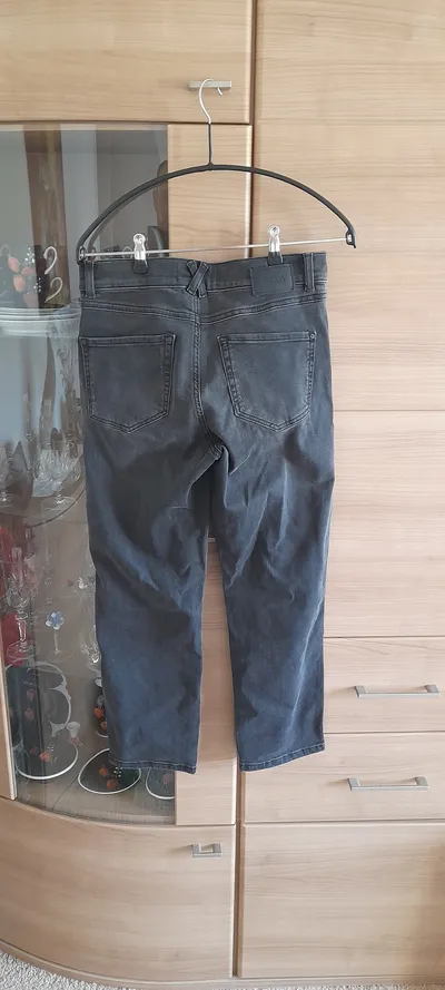 ANGELS Damen Jeans Straight Leg Hose Grau Gr. 36 Modern mit Rautenmuster