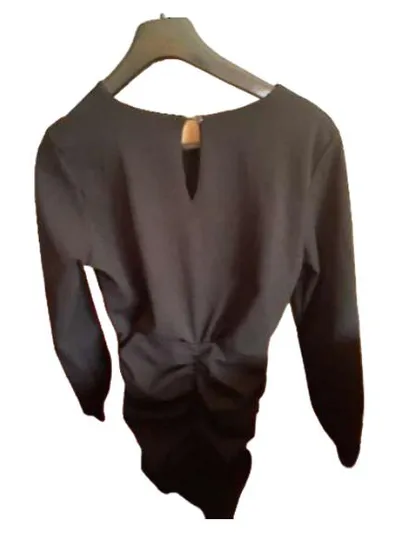 Vanille & Chocolat Damen Kleid Schwarz Gr. 38 Raffung Elegant