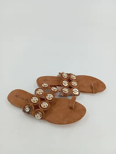 Alma en Pena Sandaletten Damen Gr. 39 Braun Glamourös Strasssteine