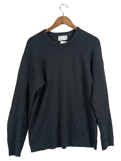 ASOS Design Herren Pullover Basic Grau Rippstrick Gr. 48/M