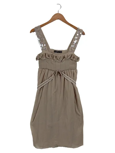 Twin-Set Damen Festliches Kleid Gr. 40/L Beige Elegant Pailletten