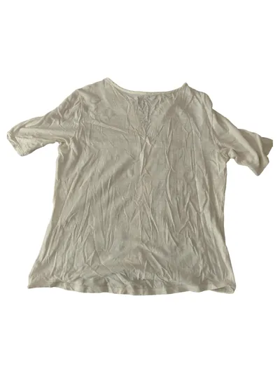 Le Comte Damen Bluse Weiß V-Ausschnitt Kurzarm Gr. 38 Basic