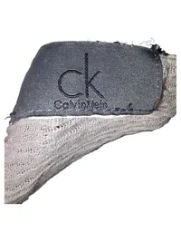 Calvin Klein Damen Schal Leinen Beige Strukturmuster Fransen 170x50 cm 3